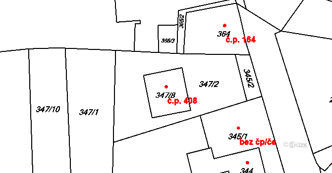 Záblatí 408, Bohumín na parcele st. 347/8 v KÚ Záblatí u Bohumína, Katastrální mapa
