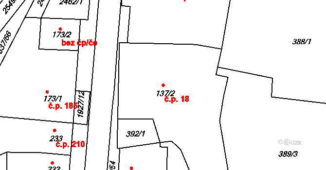 Lačnov 18, Svitavy na parcele st. 137/2 v KÚ Moravský Lačnov, Katastrální mapa