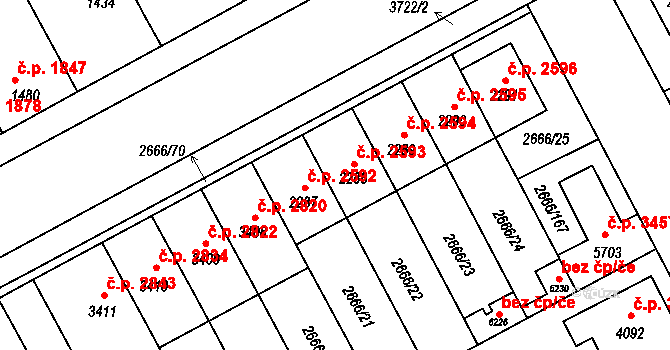 Břeclav 2593 na parcele st. 2288 v KÚ Břeclav, Katastrální mapa