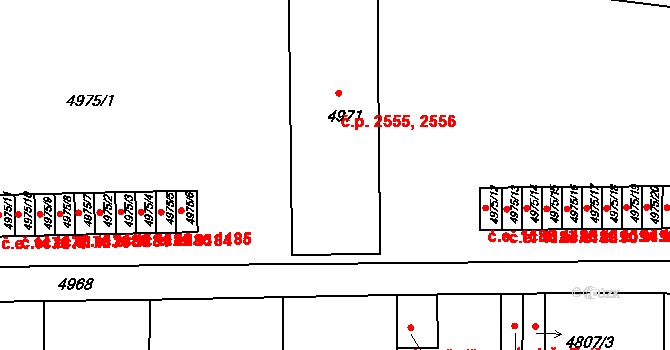 Tábor 2555,2556 na parcele st. 4971 v KÚ Tábor, Katastrální mapa