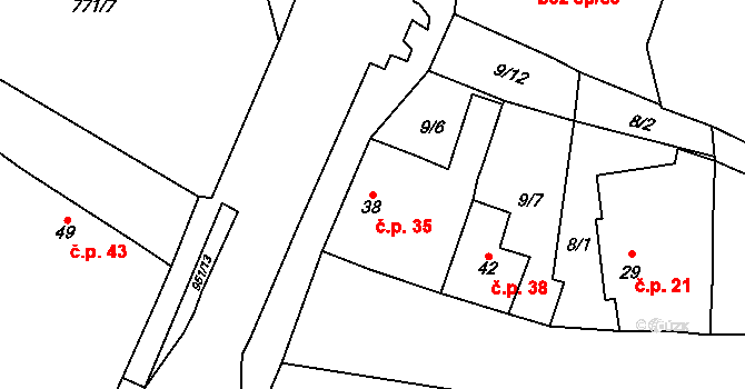 Ohučov 35, Staňkov na parcele st. 38 v KÚ Ohučov, Katastrální mapa