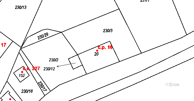 Malý Ratmírov 16, Blažejov na parcele st. 20 v KÚ Malý Ratmírov, Katastrální mapa