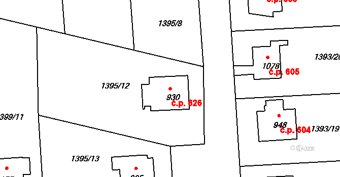 Rožmitál pod Třemšínem 626 na parcele st. 930 v KÚ Rožmitál pod Třemšínem, Katastrální mapa