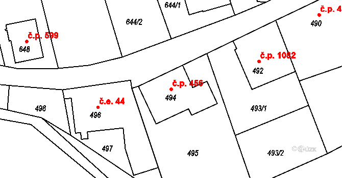 Šluknov 456 na parcele st. 494 v KÚ Šluknov, Katastrální mapa