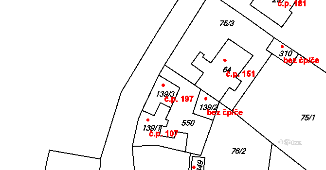 Žopy 197, Holešov na parcele st. 139/3 v KÚ Žopy, Katastrální mapa