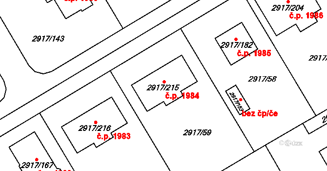 Černošice 1984 na parcele st. 2917/215 v KÚ Černošice, Katastrální mapa