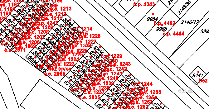 Hodonín 1243 na parcele st. 6718 v KÚ Hodonín, Katastrální mapa