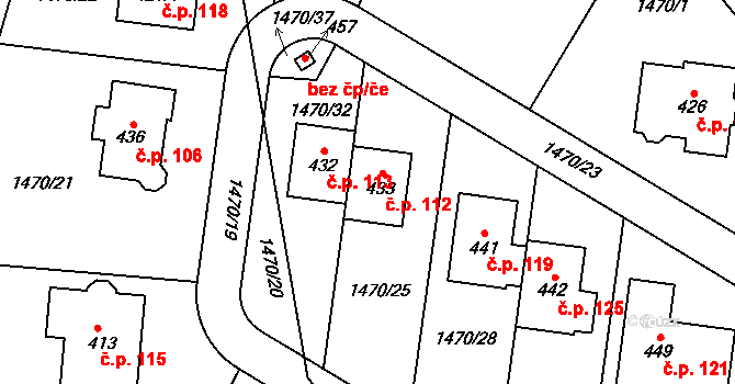Třemblat 112, Ondřejov na parcele st. 433 v KÚ Třemblat, Katastrální mapa
