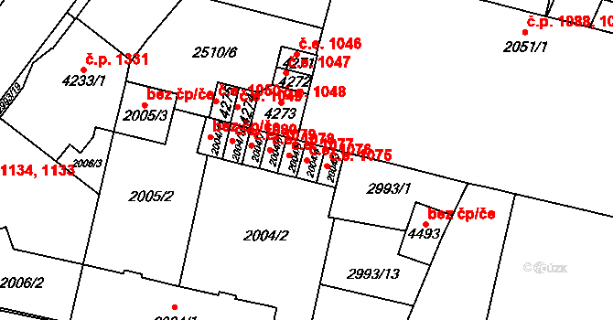 Kyjov 1076 na parcele st. 2004/4 v KÚ Kyjov, Katastrální mapa