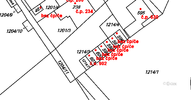 Ústí nad Orlicí 39461734 na parcele st. 600 v KÚ Hylváty, Katastrální mapa