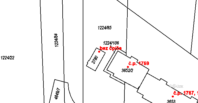 Rožnov pod Radhoštěm 39559734 na parcele st. 3780 v KÚ Rožnov pod Radhoštěm, Katastrální mapa