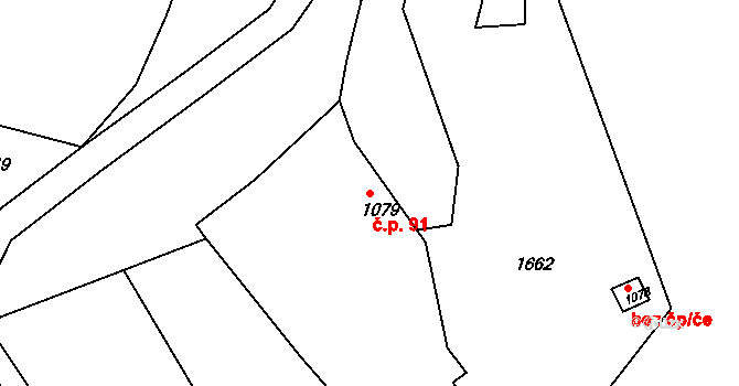 Lípa 91 na parcele st. 1079 v KÚ Lípa nad Dřevnicí, Katastrální mapa