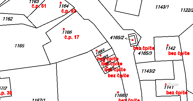 Jaroměř 41601734 na parcele st. 1168/2 v KÚ Jaroměř, Katastrální mapa