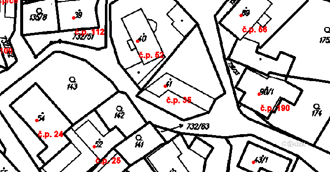 Ruprechtov 35 na parcele st. 41 v KÚ Ruprechtov, Katastrální mapa