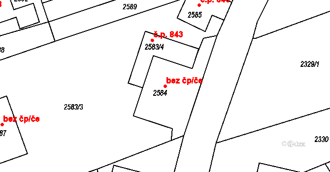 Šluknov 43209734 na parcele st. 2584 v KÚ Šluknov, Katastrální mapa