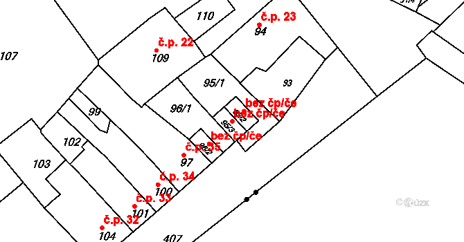 Přerov 43869734 na parcele st. 95/3 v KÚ Lýsky, Katastrální mapa