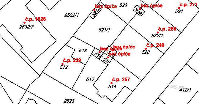 Teplice 45107734 na parcele st. 518 v KÚ Sobědruhy, Katastrální mapa