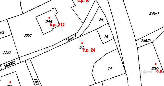 Skřipov 24 na parcele st. 54 v KÚ Skřipov, Katastrální mapa