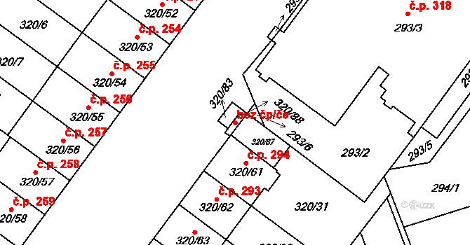 Dobšice 48886734 na parcele st. 320/88 v KÚ Dobšice u Znojma, Katastrální mapa