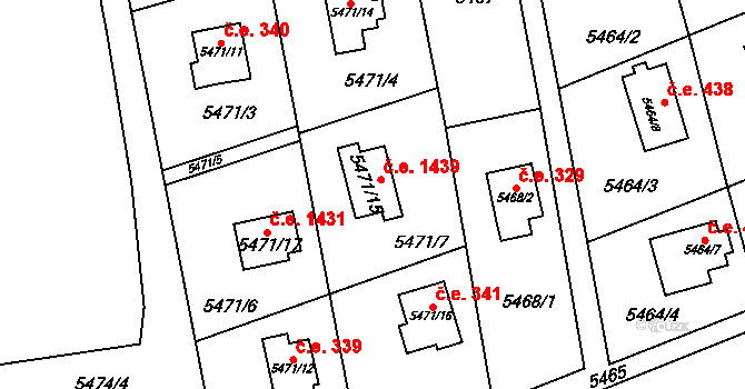 Černošice 1439 na parcele st. 5471/15 v KÚ Černošice, Katastrální mapa
