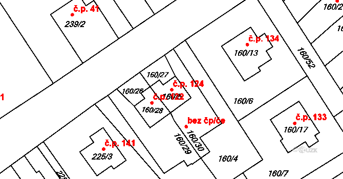 Černčice 124 na parcele st. 160/5 v KÚ Černčice, Katastrální mapa