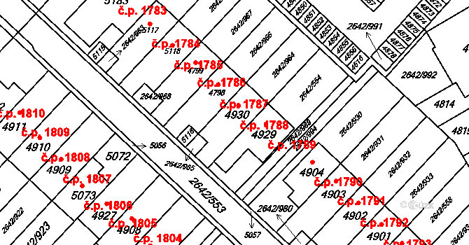 Kuřim 1788 na parcele st. 4930 v KÚ Kuřim, Katastrální mapa