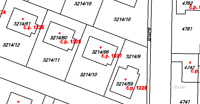 Chotěboř 1227 na parcele st. 3214/96 v KÚ Chotěboř, Katastrální mapa