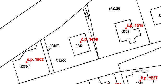 Ostrov 1498 na parcele st. 3282 v KÚ Ostrov nad Ohří, Katastrální mapa