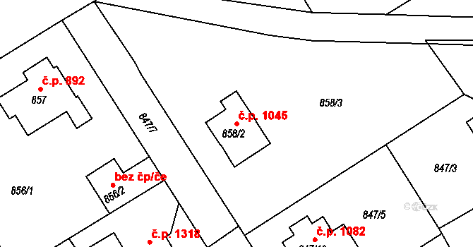 Rychnov nad Kněžnou 1045 na parcele st. 858/2 v KÚ Rychnov nad Kněžnou, Katastrální mapa