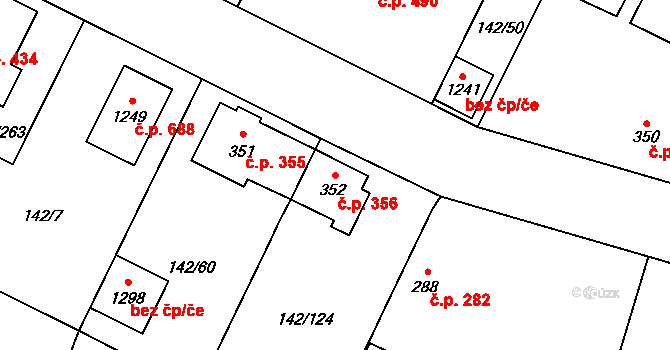 Chotěšov 356 na parcele st. 352 v KÚ Chotěšov, Katastrální mapa