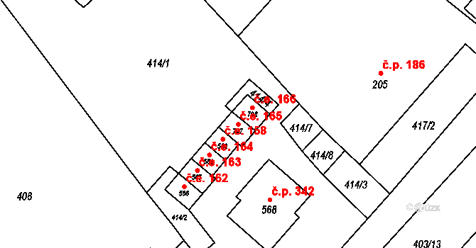 Vranov nad Dyjí 165 na parcele st. 797 v KÚ Vranov nad Dyjí, Katastrální mapa