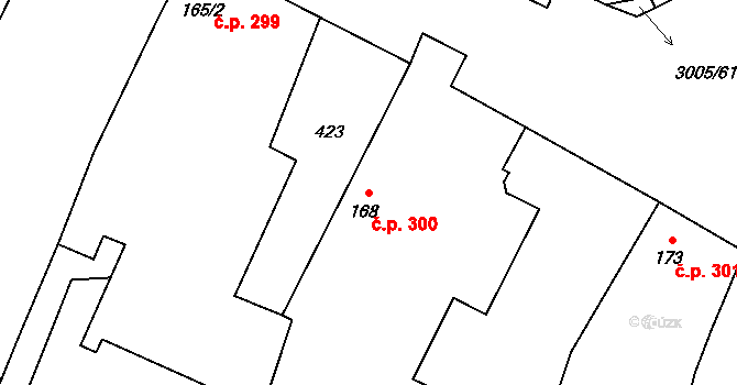 Blížkovice 300 na parcele st. 168 v KÚ Ves Blížkovice, Katastrální mapa