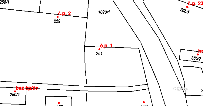 Zámostí 1, Rožďalovice na parcele st. 261 v KÚ Zámostí u Rožďalovic, Katastrální mapa