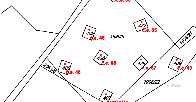 Heřmanice v Podještědí 68, Jablonné v Podještědí na parcele st. 430 v KÚ Heřmanice v Podještědí, Katastrální mapa