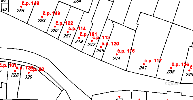 Syrovice 120 na parcele st. 246 v KÚ Syrovice, Katastrální mapa