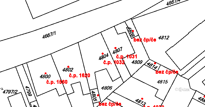 Kročehlavy 1032, Kladno na parcele st. 4804 v KÚ Kročehlavy, Katastrální mapa