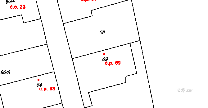 Lstiboř 69, Klučov na parcele st. 69 v KÚ Lstiboř, Katastrální mapa