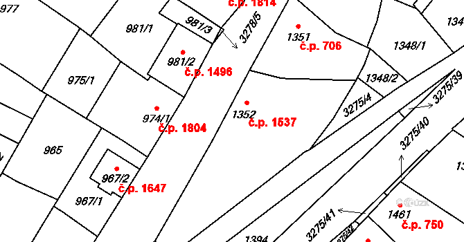 Mikulov 1537 na parcele st. 1352 v KÚ Mikulov na Moravě, Katastrální mapa