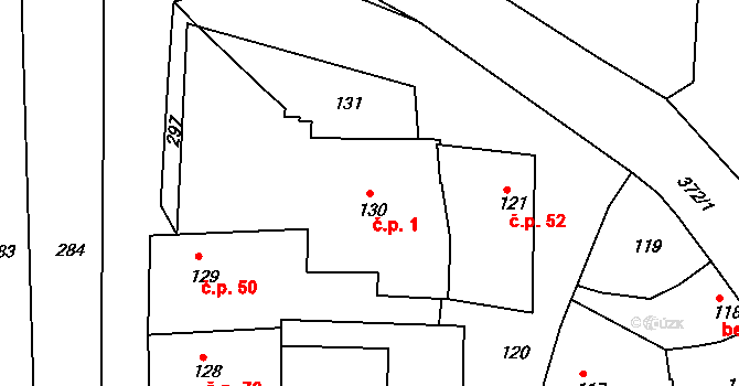 Medlov 1, Zborovice na parcele st. 130 v KÚ Medlov u Zborovic, Katastrální mapa
