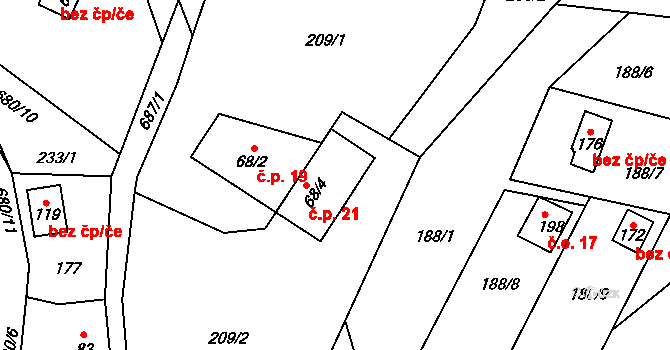 Štěpanice 21, Úbislavice na parcele st. 68/4 v KÚ Zboží u Nové Paky, Katastrální mapa