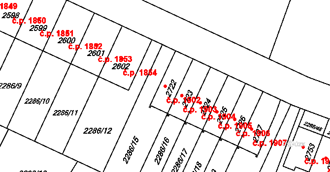 Hořice 1902 na parcele st. 2722 v KÚ Hořice v Podkrkonoší, Katastrální mapa
