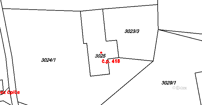 Žamberk 418 na parcele st. 3025 v KÚ Žamberk, Katastrální mapa