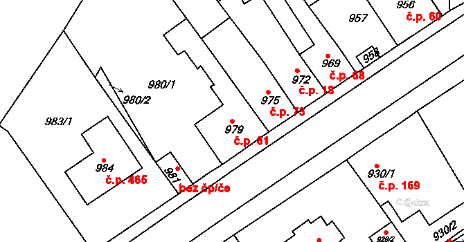 Sobědruhy 61, Teplice na parcele st. 979 v KÚ Sobědruhy, Katastrální mapa