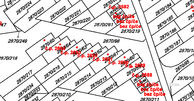 Teplice 2691 na parcele st. 2870/62 v KÚ Teplice, Katastrální mapa