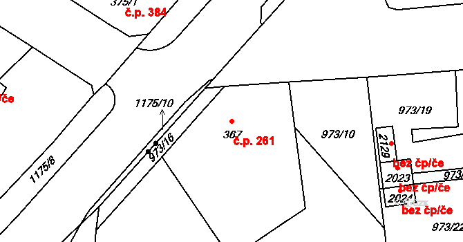 Úšovice 261, Mariánské Lázně na parcele st. 367 v KÚ Úšovice, Katastrální mapa