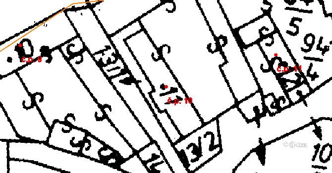 Újezdec 10 na parcele st. 11 v KÚ Újezdec u Kardašovy Řečice, Katastrální mapa