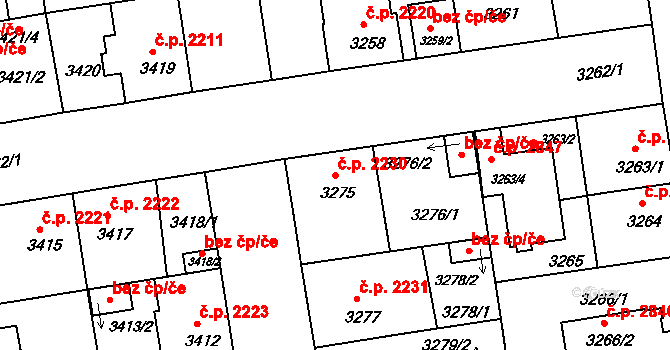 Žižkov 2230, Praha na parcele st. 3275 v KÚ Žižkov, Katastrální mapa