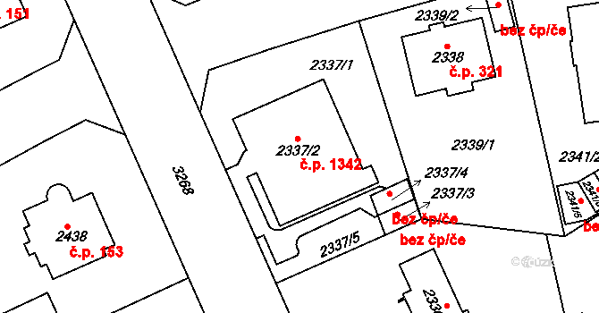 Krč 1342, Praha na parcele st. 2337/2 v KÚ Krč, Katastrální mapa