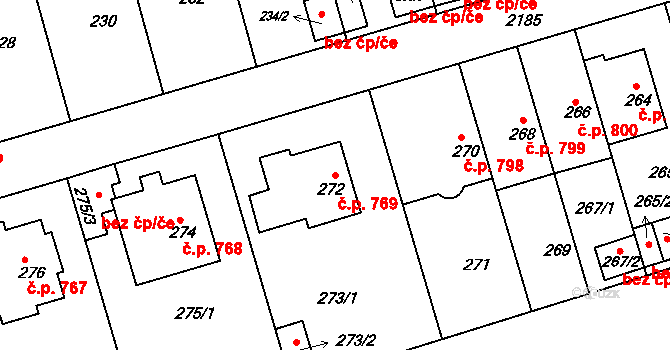 Střešovice 769, Praha na parcele st. 272 v KÚ Střešovice, Katastrální mapa