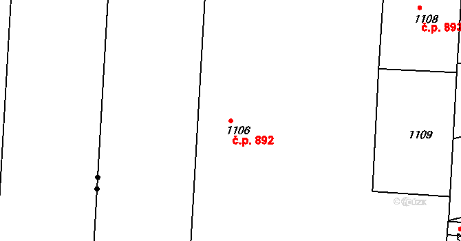 Bubeneč 892, Praha na parcele st. 1106 v KÚ Bubeneč, Katastrální mapa